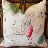 Kravet Design OWL Owlish Multi Linen Custom Designer Pillow Cover Owl Pillow All Sizes Velvet or Lin