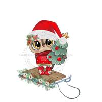 Christmas Owl PNG &ndash; Holiday Flowers, Tree, Sled (Digital Download)