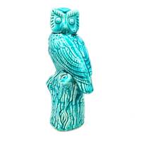 Vintage - Turquoise - Large Ceramic Owl Figurine - Mid Century Modern - Boho - Bohemian - 11" i