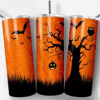Halloween Bats & Owl 20oz Tumbler Sublimation Design (PNG Digital Download)
