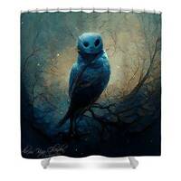 The Great Escape, barn owl fabric shower curtain, Halloween bathroom decor, spooky bath accessories,