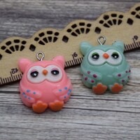 10 Resin Adorable Owl Bird Charms Earring Necklace Bracelet Bead Pendants DIY Jewelry Decoden Animal