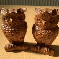 Hand Carved Wooden Owl Figure & Sculpture, Natural Wood Carving, Wooden Owl Figure, Wooden Owl S