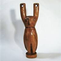 Carved Owl Slingshot, Folk Art, Guatemala, 5 1/4", Charming Sculpture