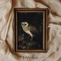 Moody Vintage Owl Painting | Dark Academia | Halloween Decor | PRINTABLE | No. 227
