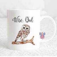 Wise owl mug ,owl on branch watercolour Mug, owl watercolour ,owl mug ,Hand Painted Watercolour ,nat