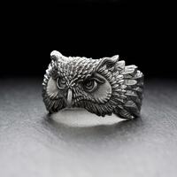 Sterling Silver Owl Ring, Wise Bird Jewelry, Owl Lovers Gift, Handmade Bird Jewelry, Bird Ring, Hand