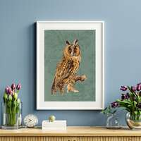 Long-eared owl collage digital print