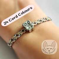 25 CORD COLOURS Owl Bracelet Graduation Teacher Gift Owl Charm Adjustable Cord Bracelet