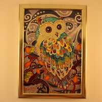 Snowy Owl, Stained Glass Painting by Mr.Hi!