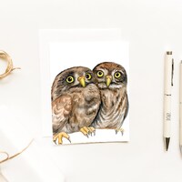 Baby Screech Owls Note Cards~Watercolor Note Card Set~Blank Note Cards~Hand Painted Owl~Animal Note
