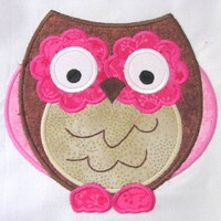 Owls So Pink 03 Machine Applique Embroidery Design - Owl Applique Design - Owl Applique - Applique D