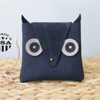 Little Owl Leather Bag // Hand-stitched // Navy Blue, Simple, Small Kids or Toddler Purse // Proudly