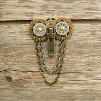 Steampunk Owl Zipper Brooch