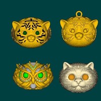 Custom Kitty/Tiger/Owl Pendant/Ring in 14K gold Deposit