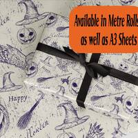 Happy Halloween Wrapping Paper, Pumpkin Owl design. Eco friendly thick quality gift wrap paper. Perf