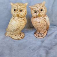 Pair of Vintage Ceramic Owl Figurines Made in Japan