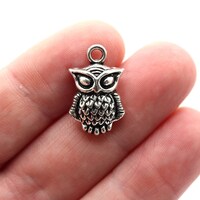 10 x Metal Silver Tone Owl Charms, Bird Charm, Metal Owls, Animals, Jewellery Making, Jewellery Find