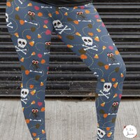 Owls and Skulls All- Womens Plus Size Halloween Print Leggings