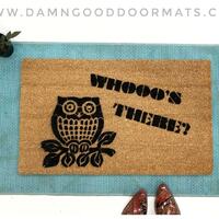 Whoo's There | cute owl doormat | 60's retro | Fall doormat *