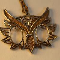 Owl Pendant Necklace Retro Jewery Fall Necklace Large Owl Face Necklace Chain