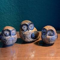 Vintage owl figurine set