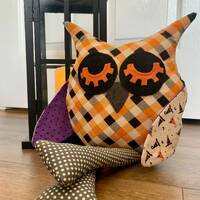 Stuffed Halloween Owl in Orange plaid. Halloween gifts for kids, Halloween decor, Kids Halloween plu
