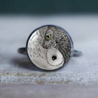 owl ring , owl jewelry , bird ring , barn owl ring , owl gift