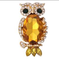 Amber Owl with Black Crystal Eyes Snap Button, Interchangeable Jewelry 18-22 mm Snap Jewelry, Ginger
