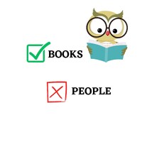 Owl reading, books yes, people no