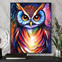 Abstract Owl Art Print  Ostrich Owl Painting Print Poster, Original Paint Artwork, Owl Wall art, Owl