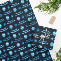 Happy Hanukkah Wrapping Paper, Cute Owl Gift Wrap, Blue Gift Wrap, Kids Wrapping Paper, Festive Hanu