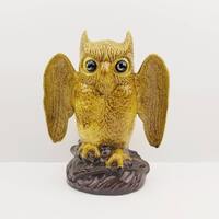 Vintage owl statue- 11.5in tall. Glazed ceramic 1960s style folk art owl perched on branch. Hand pai