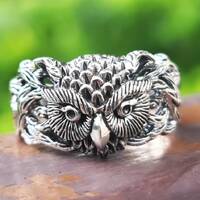 Owl Ring 925 STERLING SILVER Owl Head Symbol Of Wisdom Talisman Amulet Totem Animal Silver Unique Gi