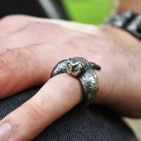 Adjustable 925 Sterling Silver Owl Ring with Gemstone Eyes, Wildlife Lover Gift for Womens and Mens.