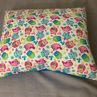 Colorful Owls on White Background with Blue Back 17x15" Decorative Throw Pillow