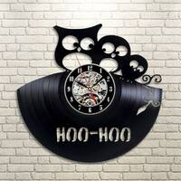 Funny Owl Vinyl Record Clock, Birthday Gifts for Little Sister, Girls Bedroom Wall Decor, Birds Silh
