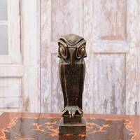 Modernist Owl Sculpture - Cast Iron Wisdom Symbol - Vintage Owl Statue - Elegant Home Decor - Gift f