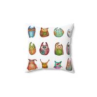 Owl Pattern Square Pillow  + Cover, Bedding Home Decor, Pillow Case