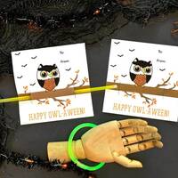 Owl Glow Bracelet or Pencil Holder - Owl Halloween Party Favor - Printable Card - Instant Download -