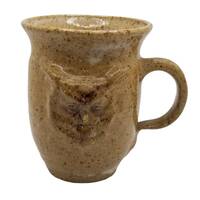 Vintage Owl Mug: Signed Stoneware Pottery, Textured Glazed Coffee Cup
