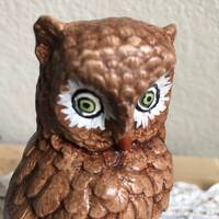 A Ceramic Textured Owl Figurine With A Hand Painted Look See Description