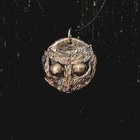 Pendentif Hibou, ras de cou cuir noir
