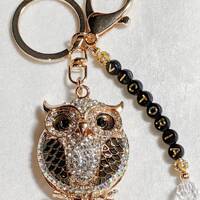 Rhinestone Owl Keychain: Personalized Name, Bling Car Accessory