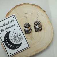 Owl earrings, tawny owl earrings, owl gifts for nature lovers, witchy earrings clay, forest witch ea