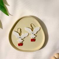 Owl Letter Earrings, Statement Dangle Polymer Clay Earrings, Handmade Jewelry