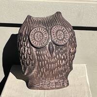 MCM Carved Wood Owl Money Bank | Vintage Home Decor