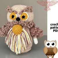 Crochet owl gnome pattern PDF Bird owl pattern Amigurumu owl crochet Plush owl Crochet bird pattern 