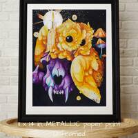 Adorably Creepy metallic Paper print | CLEARANCE | owl Halloween art | spooky watercolor | cute Goth