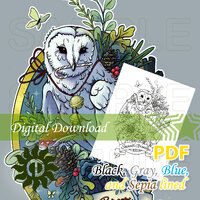 Woodland Christmas Owl Coloring Page: Printable Winter Scene (PDF)